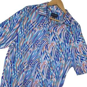 Chase 54 Men's Polo Shirt Size Medium Short Sleeve Funky Geometric AOP Polyester